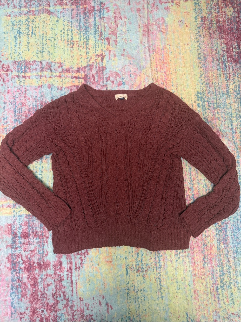 Universal Thread Women's V‑Neck Cable Knit Sweater - Mauve